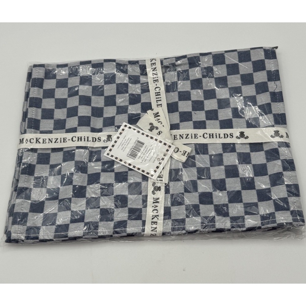 MacKenzie-Childs Indigo Check Placemats – Set of 4 – 100% Cotton – NEW
